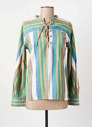 Blouse poignets boutonnés avec fente manches longues vert V.DE.VINSTER femme