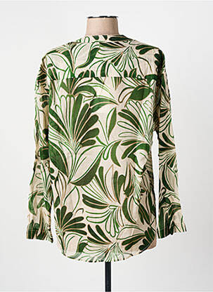 Blouse légère et transparente manches longues vert DIEGA femme