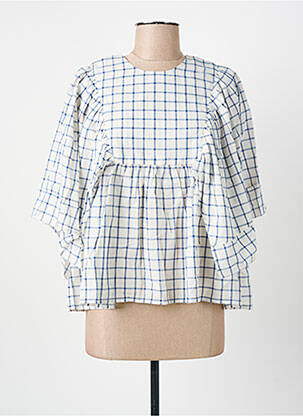 Blouse légère et transparente manches 3/4 bleu BELLEROSE femme