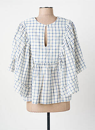 Blouse légère et transparente manches 3/4 bleu BELLEROSE femme