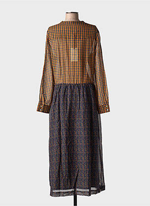 Robe longue tissage popeline manches longues marron CHLOÉ STORA femme