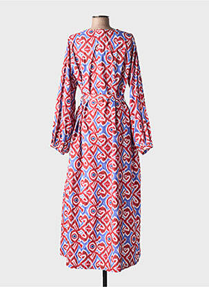Robe longue tissage popeline manches longues bleu V.DE.VINSTER femme