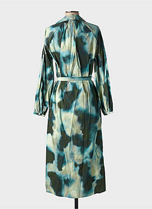 Robe mi-longue imprimé fantaisie manches longues vert DIEGA femme
