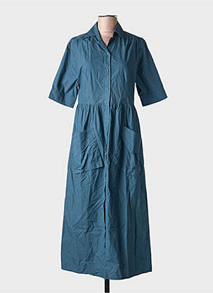 Robe mi-longue manches courtes manches courtes bleu MARLO femme