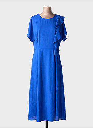 Robe mi-longue tissage crêpe manches courtes bleu ESSENTIEL ANTWERP femme