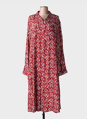 Robe mi-longue imprimé fantaisie manches longues rouge BELLA JONES femme