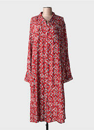 Robe mi-longue imprimé fantaisie manches longues rouge BELLA JONES femme