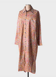 Robe mi-longue imprimé fantaisie manches longues orange HOD femme