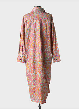 Robe mi-longue imprimé fantaisie manches longues orange HOD femme