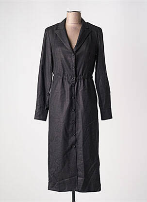 Robe mi-longue manches longues manches longues noir DIEGA femme