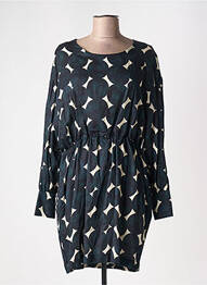 Robe mi-longue imprimé fantaisie manches longues bleu CHLOÉ STORA femme