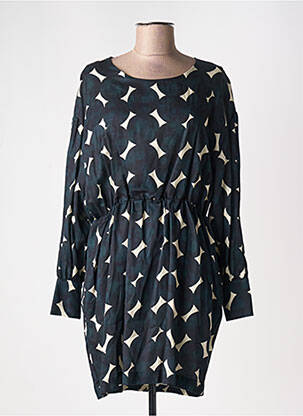 Robe mi-longue imprimé fantaisie manches longues bleu CHLOÉ STORA femme