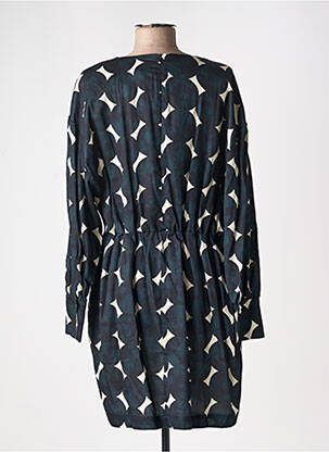 Robe mi-longue imprimé fantaisie manches longues bleu CHLOÉ STORA femme
