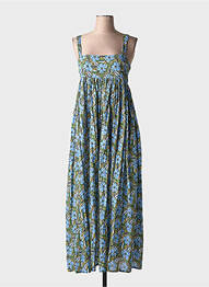 Robe longue imprimé fleurs sans manche bleu BELLEROSE femme