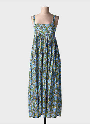Robe longue imprimé fleurs sans manche bleu BELLEROSE femme