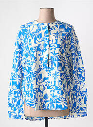 Blouse imprimé fantaisie manches longues bleu CHLOÉ STORA femme