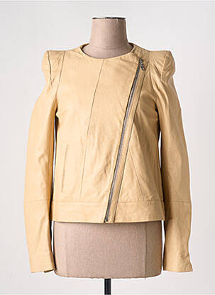Veste en cuir coupe cintrée beige ATHÉ femme