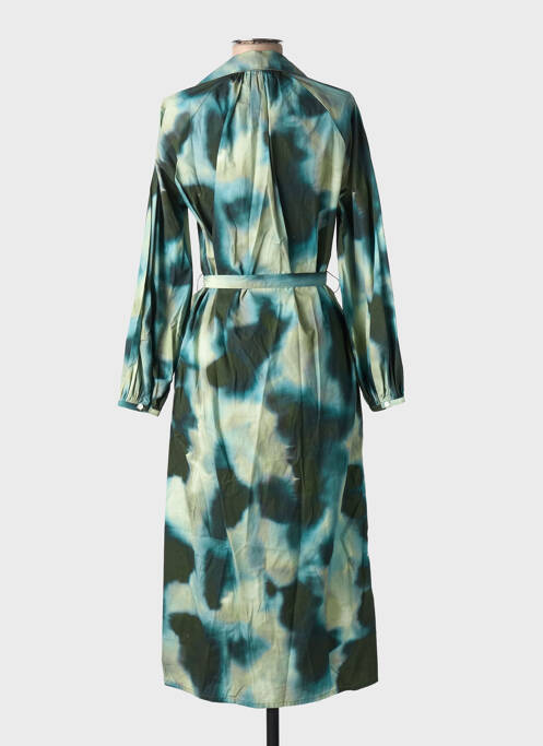 Robe mi-longue imprimé fantaisie manches longues vert DIEGA femme