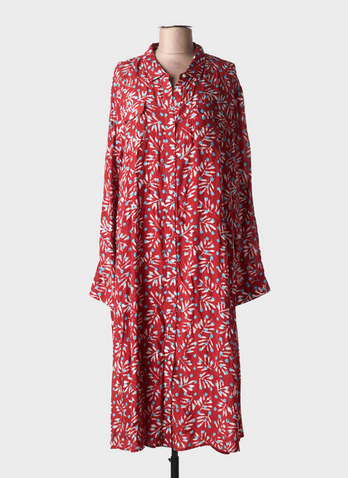 Robe mi-longue imprimé fantaisie manches longues rouge BELLA JONES femme