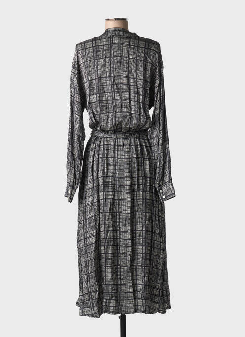 Robe mi-longue imprimé fantaisie manches longues noir DIEGA femme