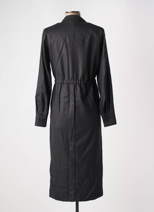 Robe mi-longue manches longues manches longues noir DIEGA femme