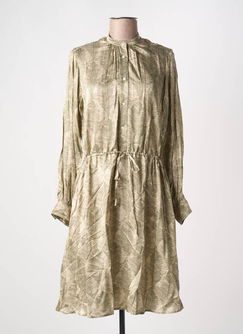 Robe mi-longue coupe fluide manches longues beige HARTFORD femme