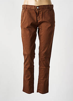 Pantalon chino fermeture zippée sous rabat boutonné taille normale marron ACQUAVERDE femme