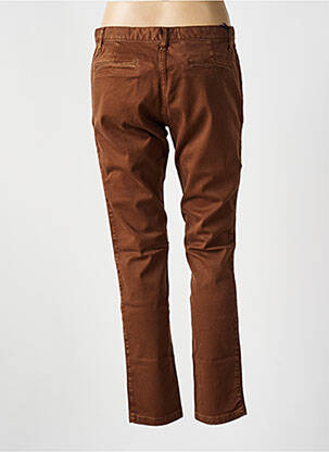 Pantalon chino fermeture zippée sous rabat boutonné taille normale marron ACQUAVERDE femme
