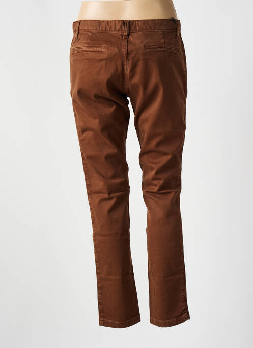 Pantalon chino fermeture zippée sous rabat boutonné taille normale marron ACQUAVERDE femme