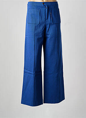 Pantalon flare taille à pinces taille haute bleu SOEUR femme