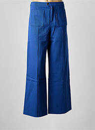 Pantalon flare taille à pinces taille haute bleu SOEUR femme