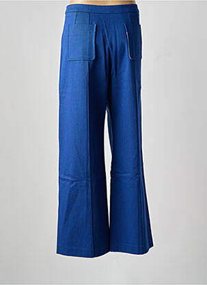 Pantalon flare taille à pinces taille haute bleu SOEUR femme
