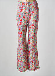 Pantalon flare fermeture zippée sous rabat avec crochet taille haute rouge BA&SH femme