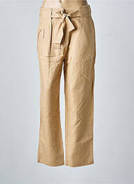 Pantalon droit tissage crêpe taille haute beige SECOND FEMALE femme
