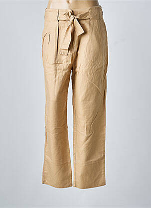 Pantalon droit taille à pinces taille haute beige SECOND FEMALE femme