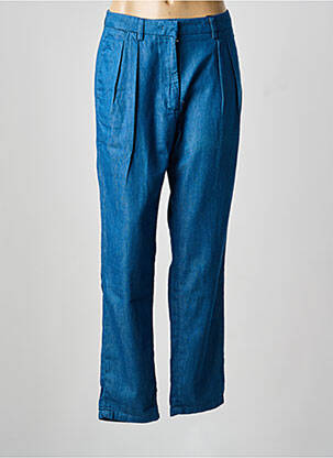 Pantalon chino fermeture zippée sous rabat avec crochet taille haute bleu ESSENTIEL ANTWERP femme