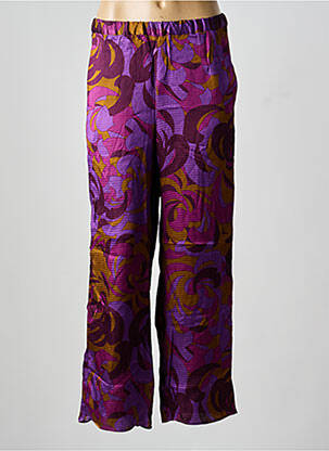 Pantalon large coupe fluide taille haute violet HOD femme