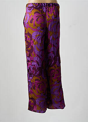 Pantalon large coupe fluide taille haute violet HOD femme