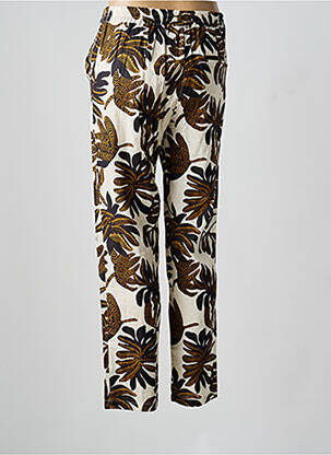Pantalon droit tissage popeline taille normale beige HOD femme