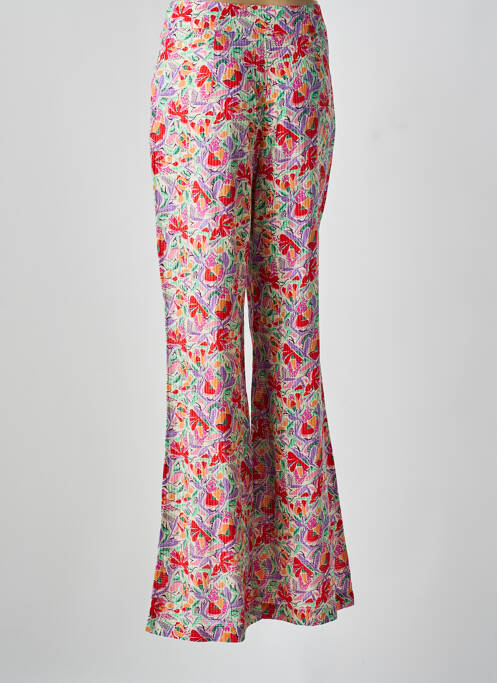 Pantalon flare fermeture zippée sous rabat avec crochet taille haute rouge BA&SH femme