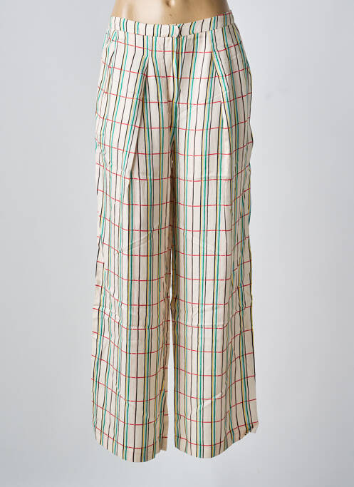 Pantalon large tissage popeline taille haute rose CHLOÉ STORA femme