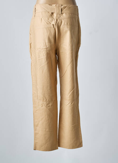 Pantalon droit tissage crêpe taille haute beige SECOND FEMALE femme