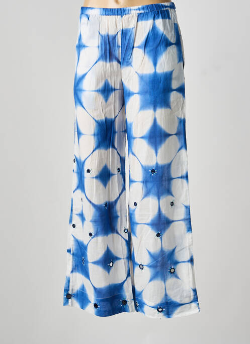 Pantalon large tissage popeline taille normale bleu V.DE.VINSTER femme