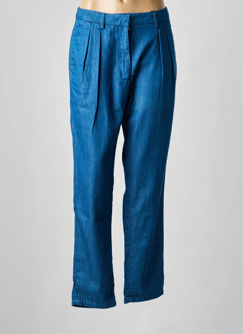 Pantalon chino fermeture zippée sous rabat avec crochet taille haute bleu ESSENTIEL ANTWERP femme