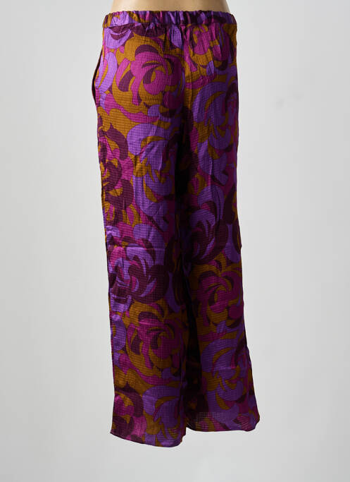 Pantalon large coupe fluide taille haute violet HOD femme