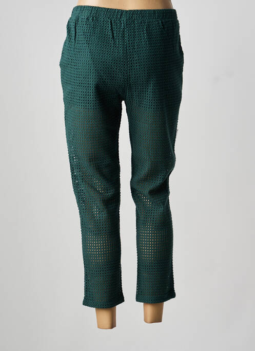 Pantalon 7/8 taille élastique taille normale vert LEÏ-1984 femme