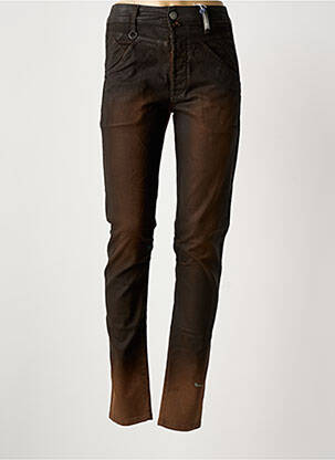 Pantalon slim tissage enduit taille normale marron HICH USE femme