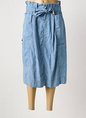 Jupe mi-longue coupe droite bleu HICH USE femme
