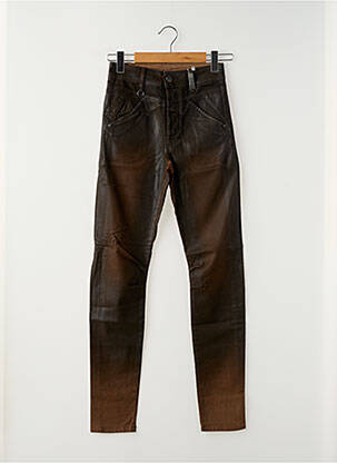 Pantalon slim tissage enduit taille normale marron HICH USE femme