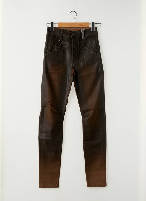 Pantalon slim tissage enduit taille normale marron HICH USE femme
